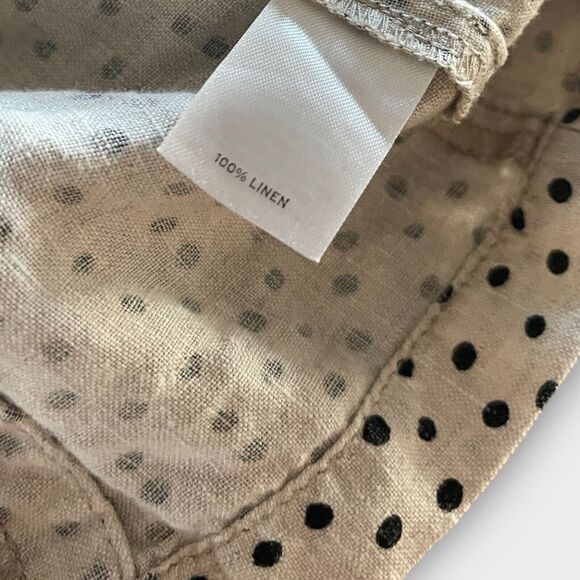 Caslon 100% Linen Ivory Black Polka Dot Pocket 3/4 Sleeve Blazer Jacket Small - Picture 4 of 6